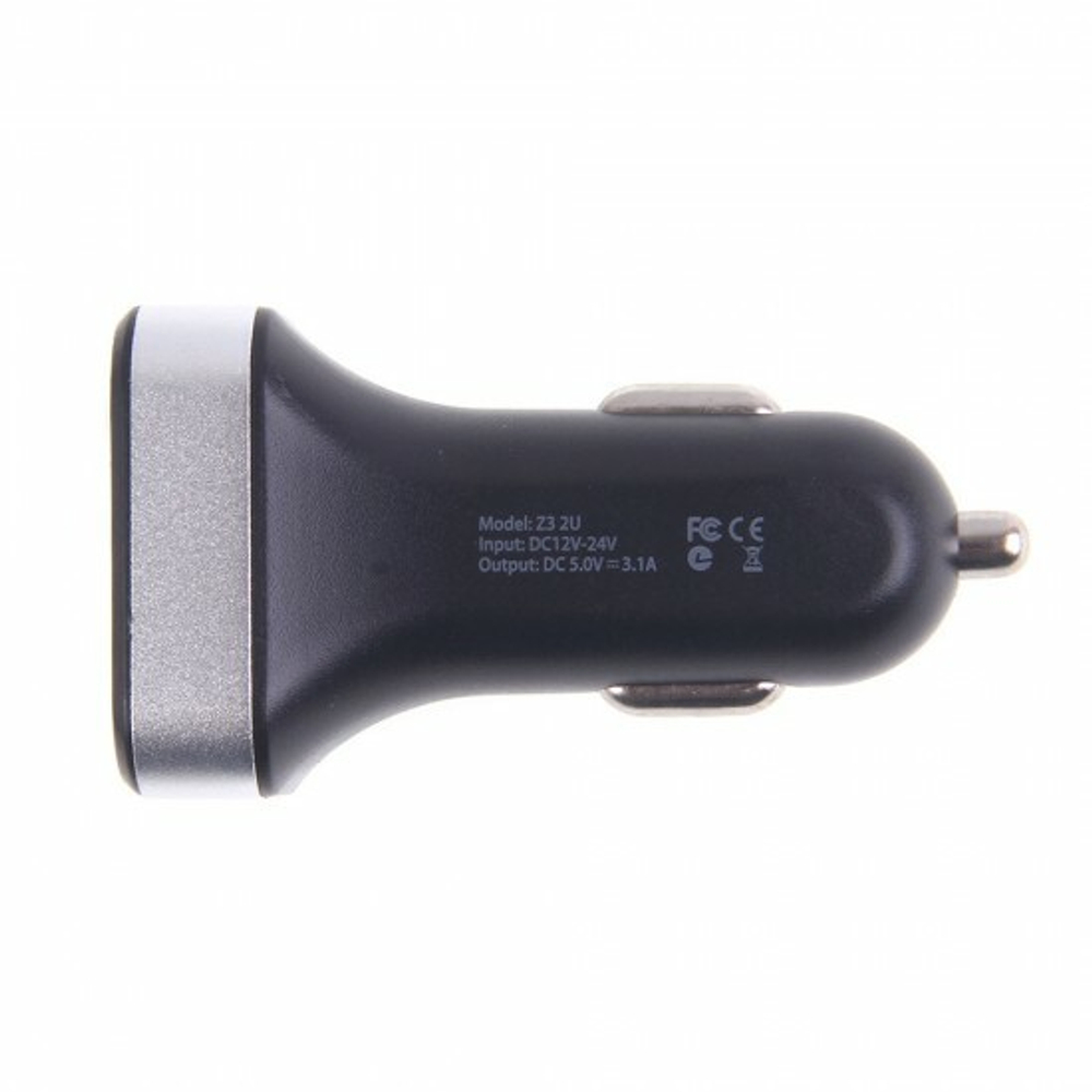 Автомобильный адаптер Hoco Z3 на 2 USB с LCD дисплеем, 012143 Черный
