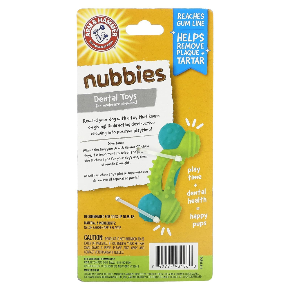 Arm & Hammer, Nubbies, стоматологические игрушки для людей, склонных к потере чувствительности, Duality Toy, зеленое яблоко, 1 игрушка