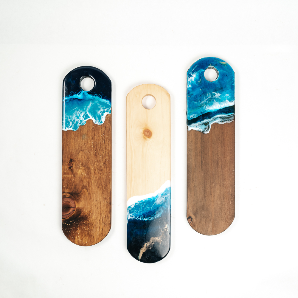 Набор разделочных досок из сибирского кедра с эпоксидной смолой 3 шт. RDN33