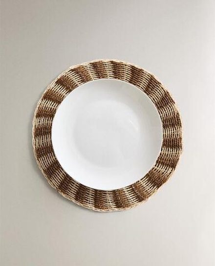 ZARA HOME КРУГЛАЯ ПОДСТАВКА ПОД СТОЛОВЫЕ ПРИБОРЫ ИЗ РОТАНГА, КОРИЧНЕВЫЙ