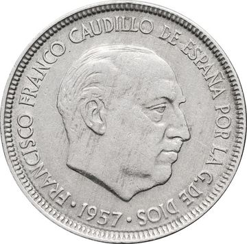 5 песет 1957 Испания