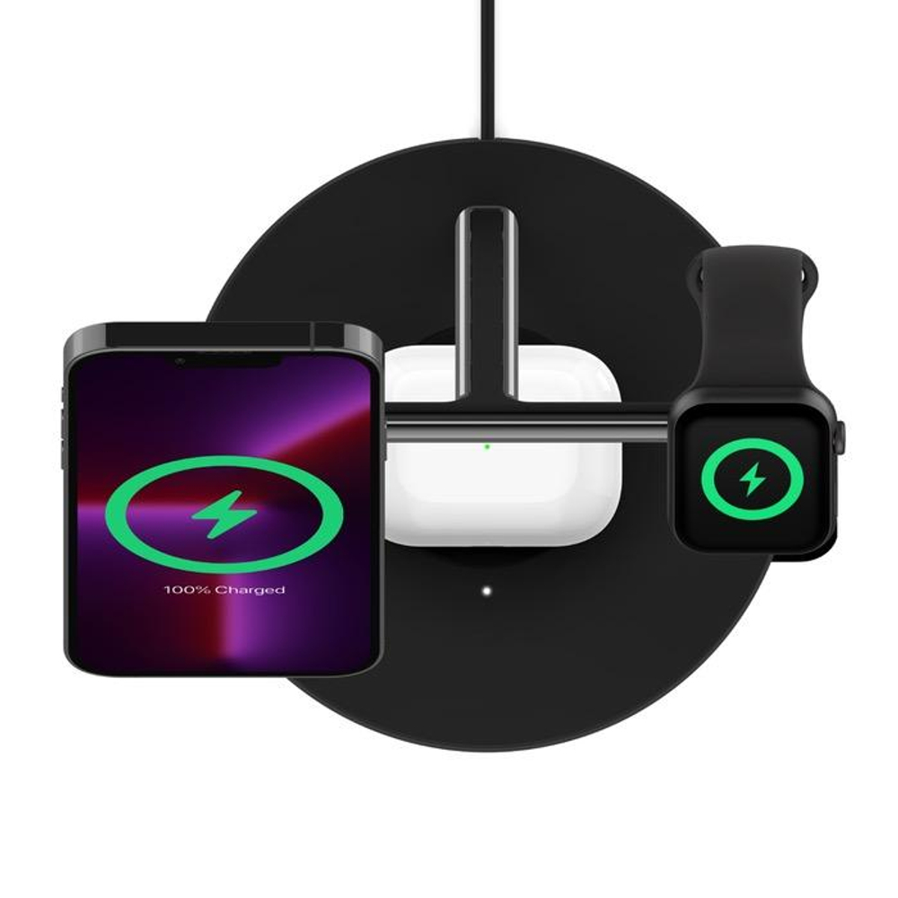 Зарядная станция MagSafe Belkin BoostCharge Pro для iPhone, Apple Watch и AirPods (WIZ017, EU) Сертификация MFi