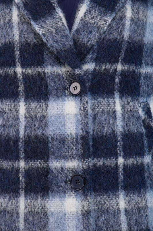 Пальто однобортное в клетку, синий