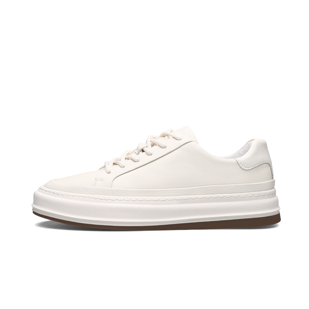 PARDASAUL Top Grain Cow Leather Stylish Skateboarding Shoes Men"s White