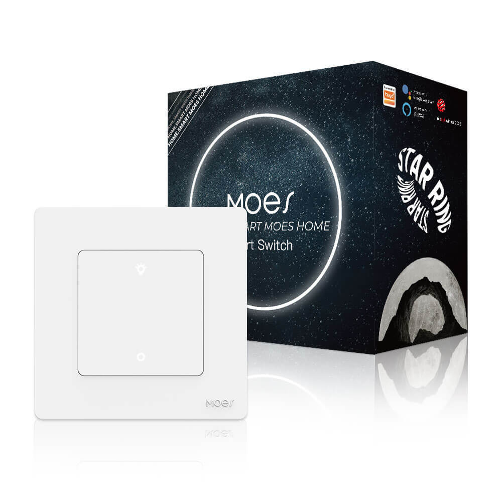 Умный одноклавишный WiFi выключатель MOES 10A/2200Вт, Белый (Работает с Алисой, SmartLife, Tuya)
