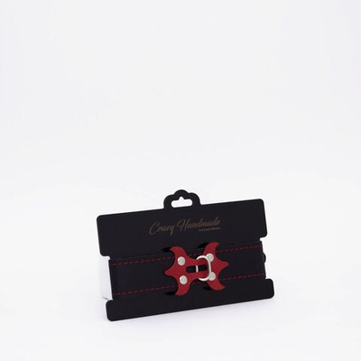 Черный ошейник с красным декором и строчкой