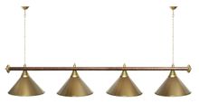 Лампа STARTBILLIARDS 4 пл. (плафоны хром,штанга зеленая,фурнитура золото)