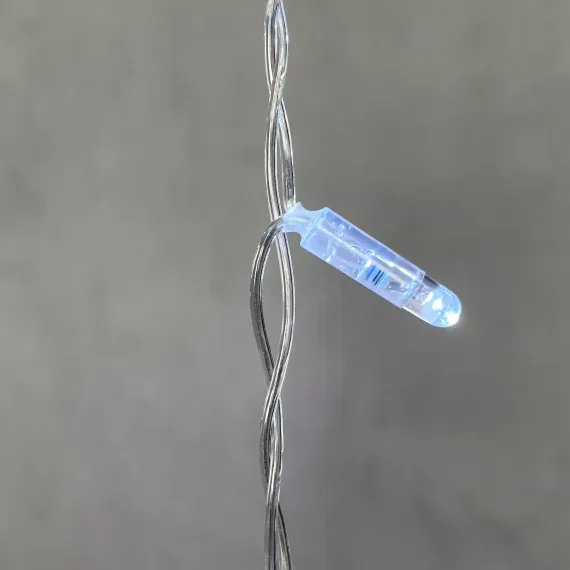 Светодиодная бахрома с колпачком 4,9 x 0,5 м белая с мерцанием белого диода 220В, 200 LED, провод прозрачный ПВХ, IP65 (PIL200BLWCAP-10-2W)