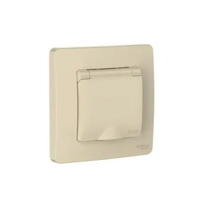 BLANCA С/У IP44 РОЗЕТКА с заземлением со шторками, с крышкой, 16А, 250В, БЕЖЕВЫЙ