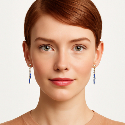 Комплект из лазурита, бусы и серьги