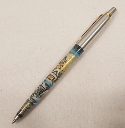 Ручка "Русская деревня. Зима" с ручной росписью Палех