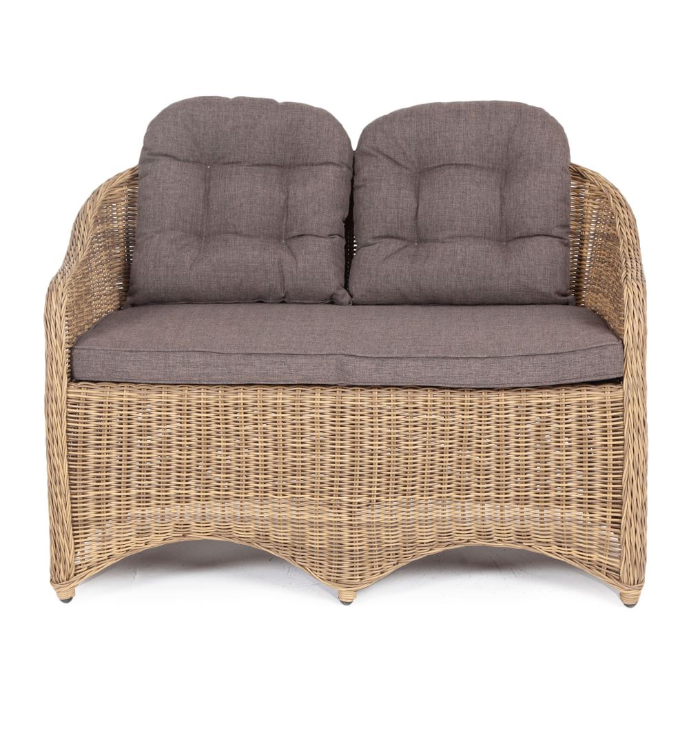 "Равенна" диван двухместный плетенный из ротанга, цвет соломенный