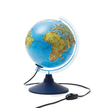 Глобус д-р 210 Физико-политический, подсветка, рельефный, классик, евро, карт.короб