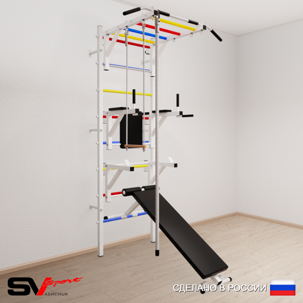 Шведская стенка Sv Sport 566 (Турник рукоход/Брусья/Стойка/Скамья/Канат/Трапеция)