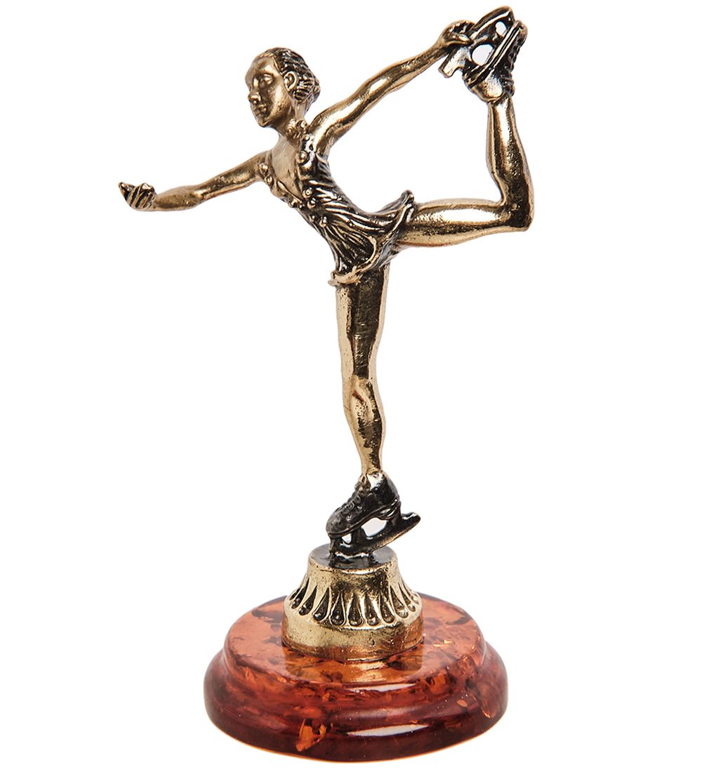 Народные промыслы AM-1386 Фигурка «Фигуристка» (латунь, янтарь)