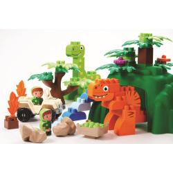 Ecoiffier Abrick - набор динозавров Dino Land + 2 фигурки + 1 автомобиль 2995 / артикул   2995  / GTIN 3280250029953