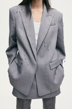 H&M Блейзер с бисером, серый