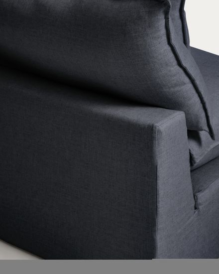 Модульный диван Anarela из темно-серого льна и вискозы, с торцевым модулем и съемным чехлом, 310 см