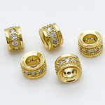 Бусина Milano LUX, цвет золото, фианиты, размер 6*4 мм, цена за 1 шт