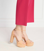 Кожаные босоножки на каблуке Guess - бежевый(FLPSET PAT03)