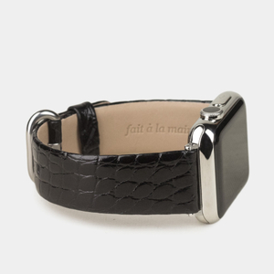 Ремешок для Apple Watch 42/44mm Classic из лаковой кожи аллигатора цвета черный