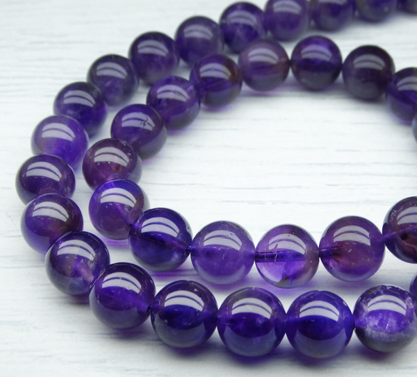 ПК096НН10 Бусины из природного камня Аметист, размер: 10 мм, 3 шт.