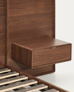 Кровать Norlen с 2 тумбочками из орехового шпона с темной отделкой LED 180 x 200 см