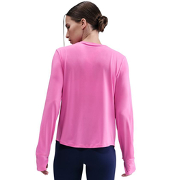 Женская теннисная футболка с длинным рукавом Nike One Classic Dri-FIT Long Sleeve - playful pink/white