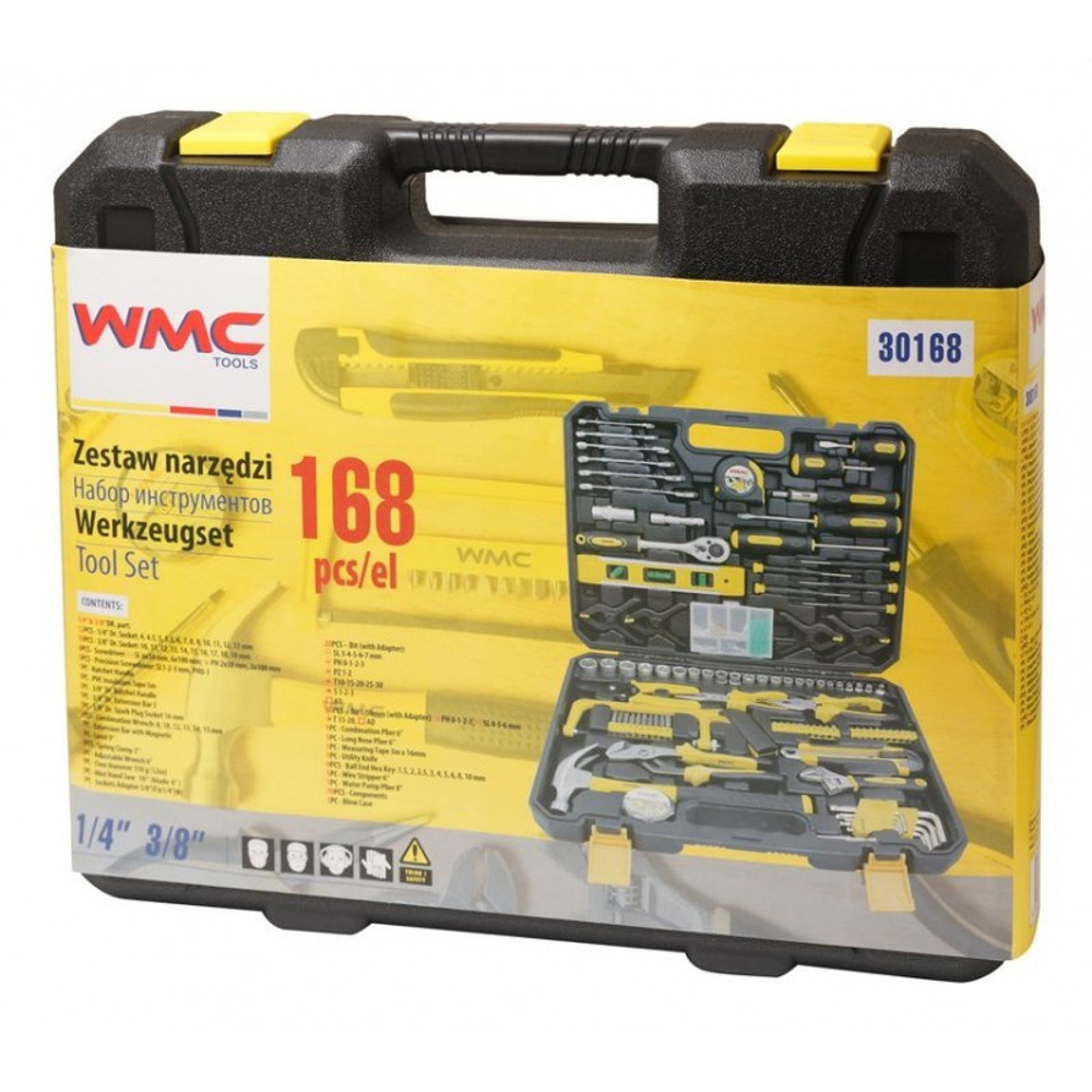 Набор инструментов 168предметов 1/4'', 3/8'' WMC TOOLS 30168