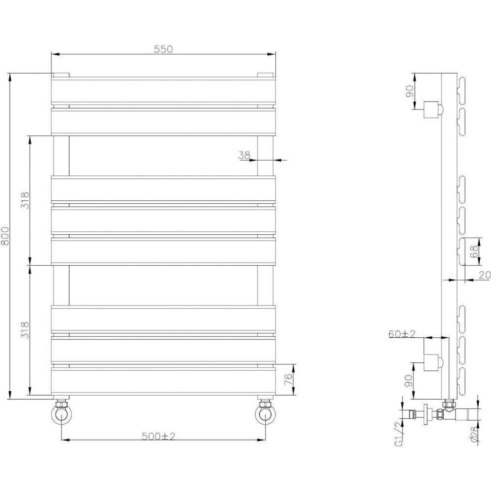 Полотенцесушитель водяной Boheme VENTURO 720-MW, Matt White