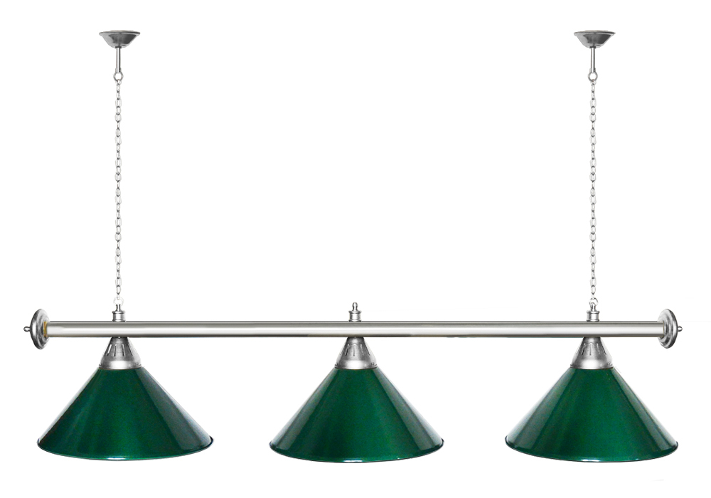 Лампа STARTBILLIARDS 3 пл. (плафоны зеленые,штанга зеленая,фурнитура золото)