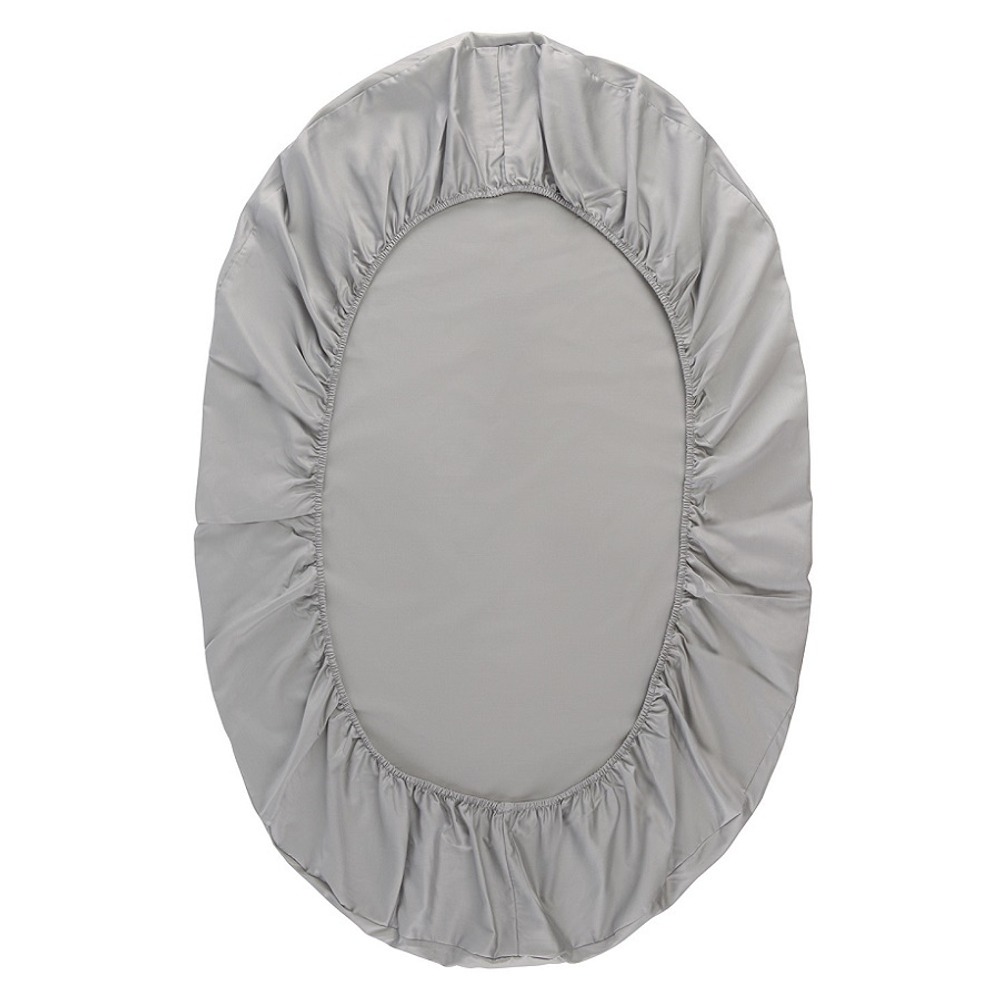 Простыня детская овальная на резинке 75х125х20 Tkano Essential светло-серая