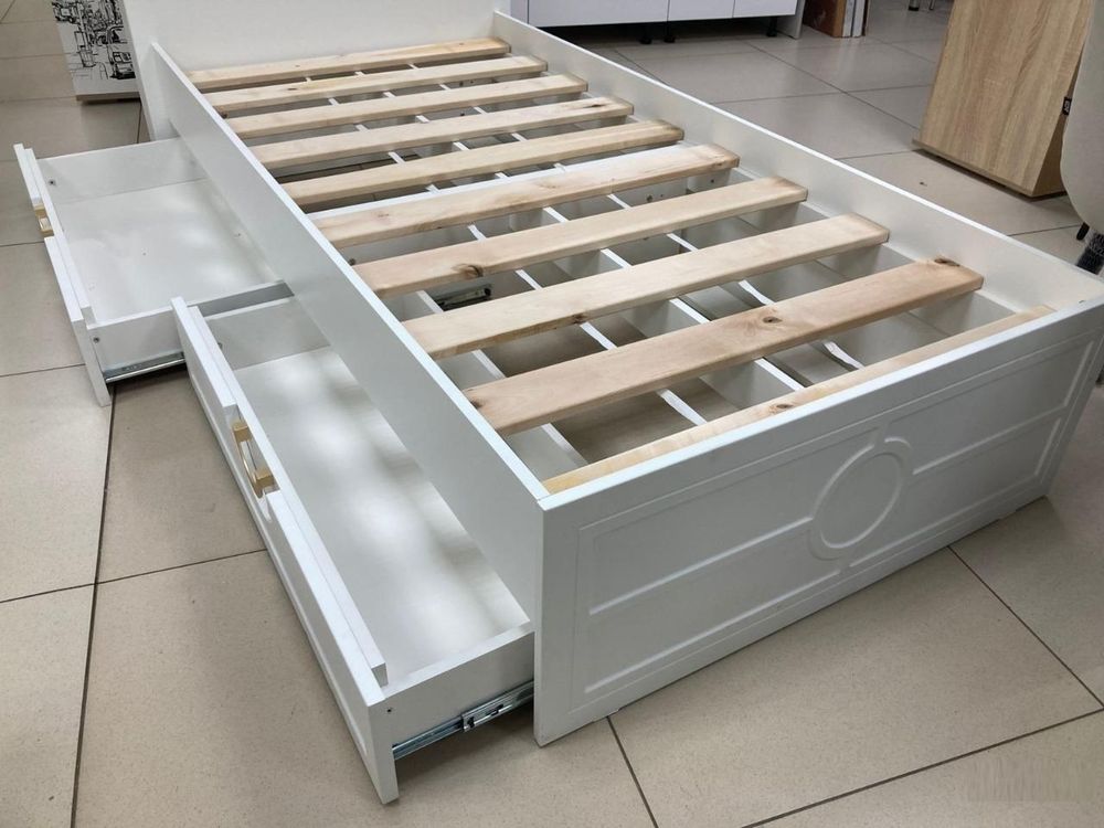 Кровать с ящиками Милан МДФ белый/белый 900*1900