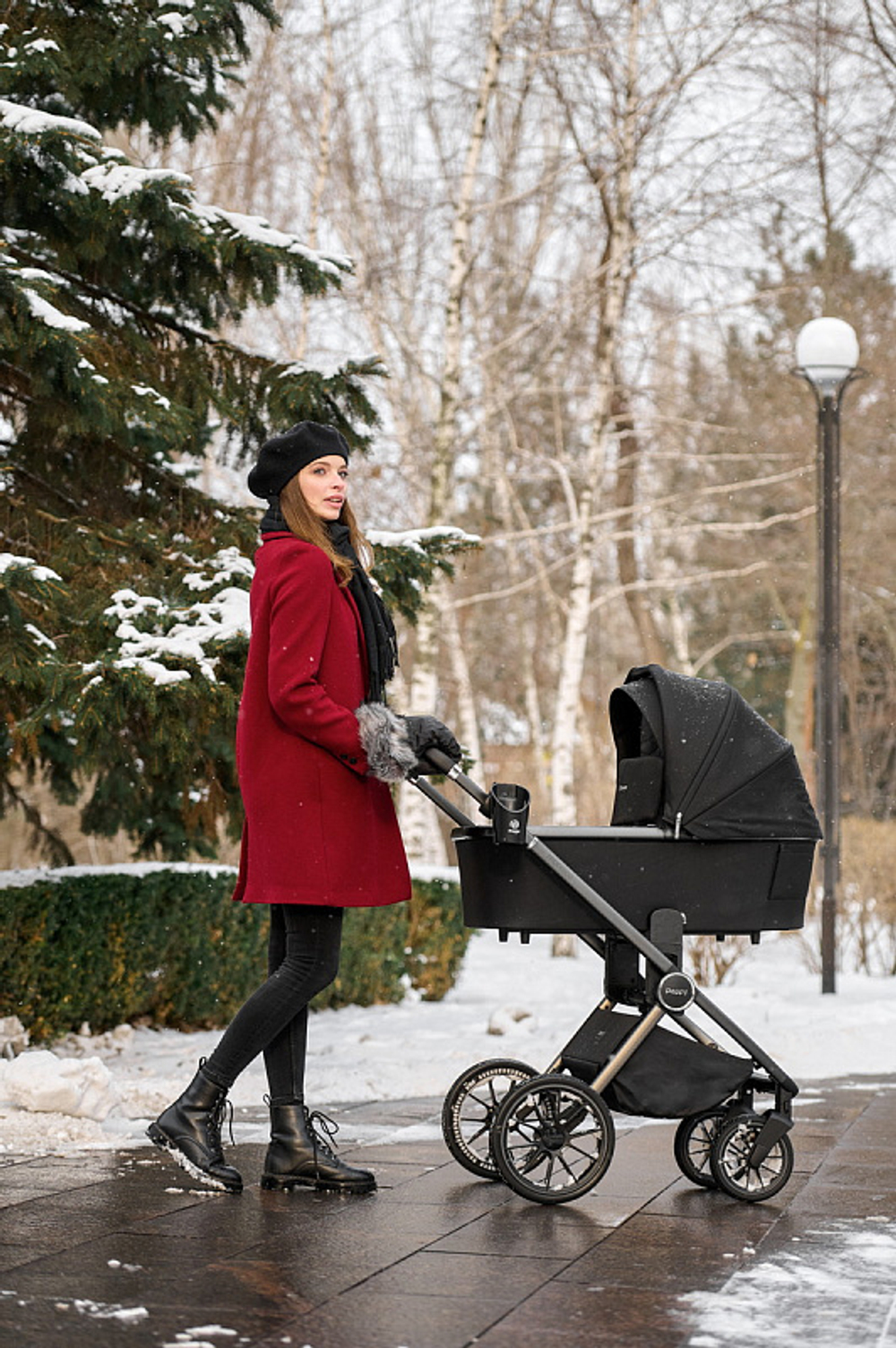 Детская коляска Peppy Monaco 2 в 1 Black (черный), рама черная матовая