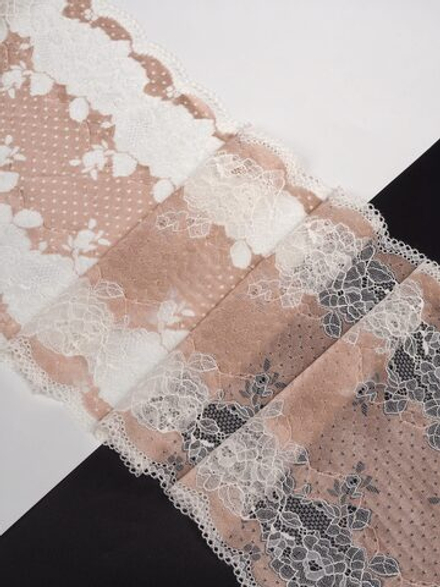 Эластичное кружево темный персик с шампанью ширина 21 см
