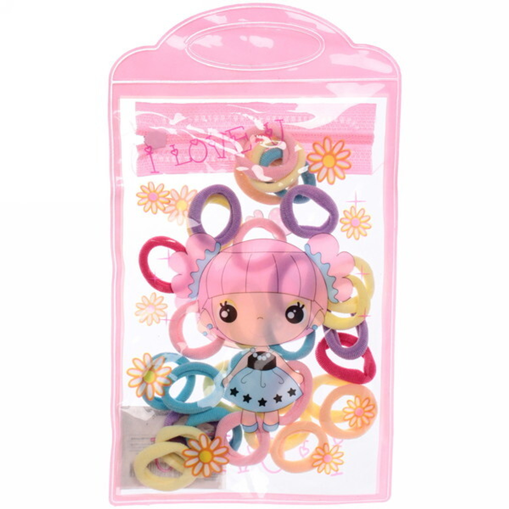 Резинки детские для волос 30шт (+-2 шт)»Beauty girl», микс 4 цвета, 11*19см