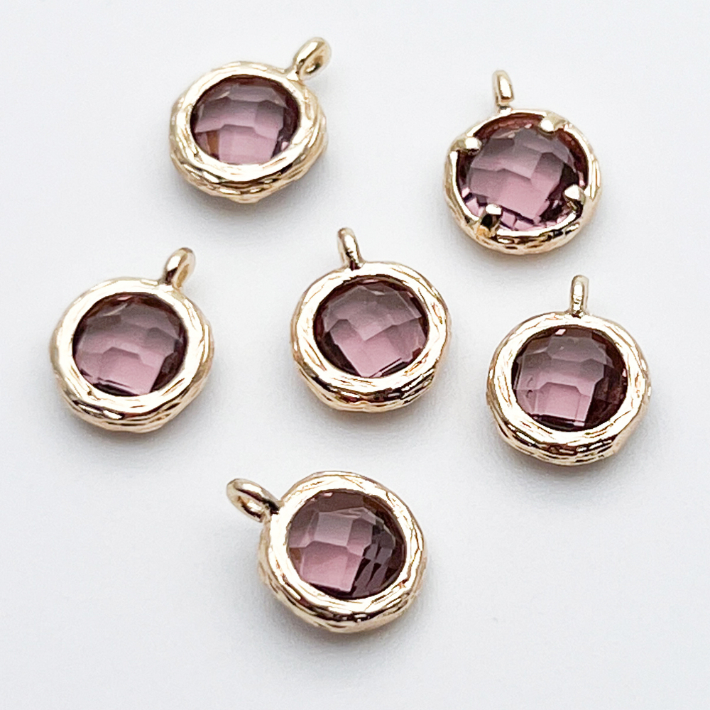Подвеска Круг, цвет золото+фиолетовый, размер 9*7,5 мм, цена за 1 шт