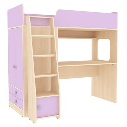 Кровать-чердак КарИВи Л-Ф607.1 75х190  Дуб Молочный Ирис