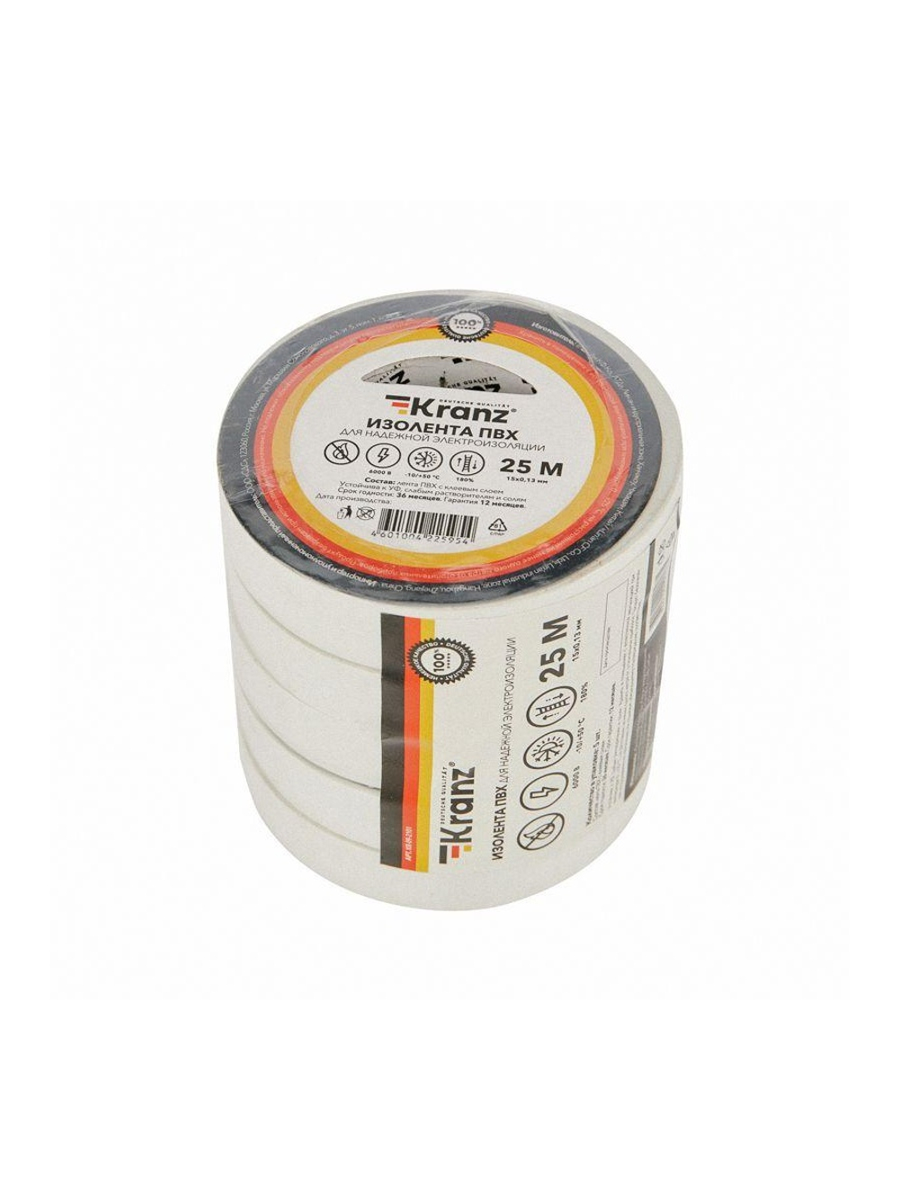 Изолента ПВХ 0.13х15мм 25м бел. Kranz KR-09-2101