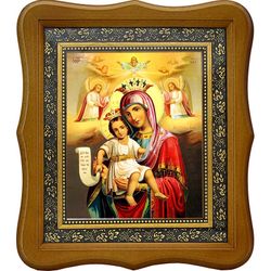 Милующая Икона Божьей Матери "Достойно есть" на холсте.