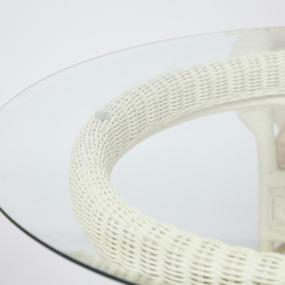 Комплект обеденный "ANDREA GRAND" (стол со стеклом+6 кресел+ подушки) TCH White (белый), Ткань рубчик, цвет кремовый