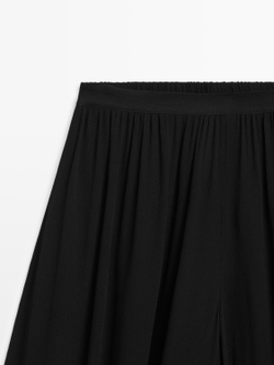 Massimo Dutti Брюки Sarouel из струящейся ткани - Limited Edition, черный