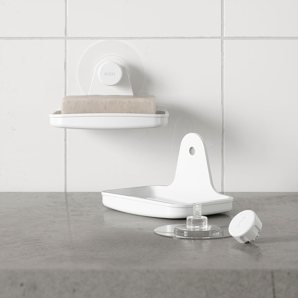 Мыльница для душа настенная flex adhesive, белая