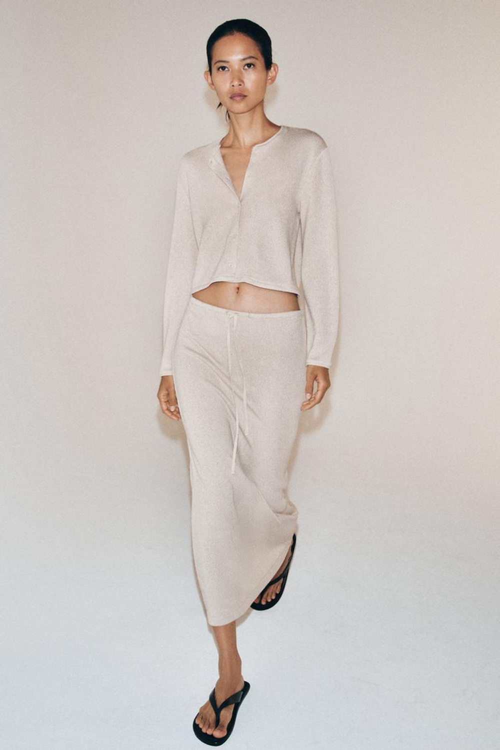 ZARA ДЛИННАЯ ЮБКА ПРЯМОГО КРОЯ, БЕЖЕВЫЙ