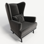 Мягкое кресло с ушами Фантазёр Z-6 (Серый 18) на высоких ножках, для отдыха и чтения книг. В гостиную, балкон, спальню и переговорную комнату.
