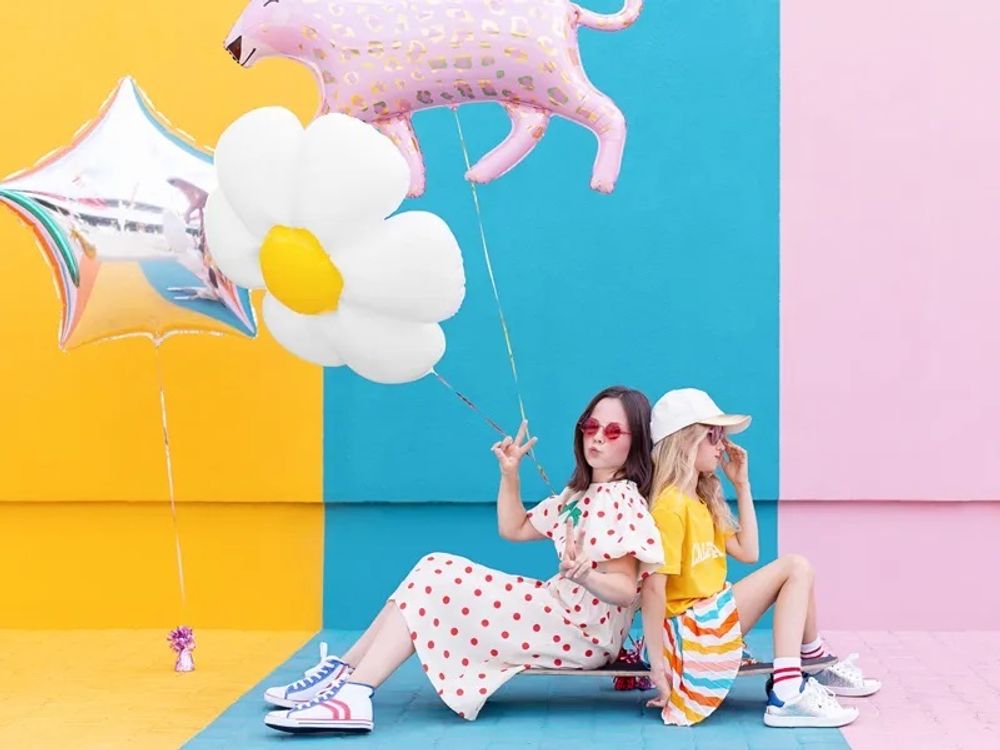 Шар (43''/109 см) Цветок, Ромашка, Белый, 1 шт.