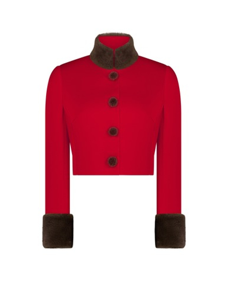 Жакет прямой с меховой отделкой