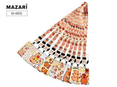 Бейдж вертикальный 70х110мм. на шнурке "Капибара" микс 10 дизайнов, ОПП- упаковка (Mazari)