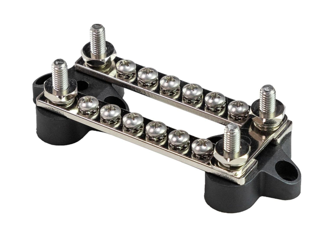 Колодка распределительная электромонтажная с защитной крышкой, 2 планки по 6 контактов