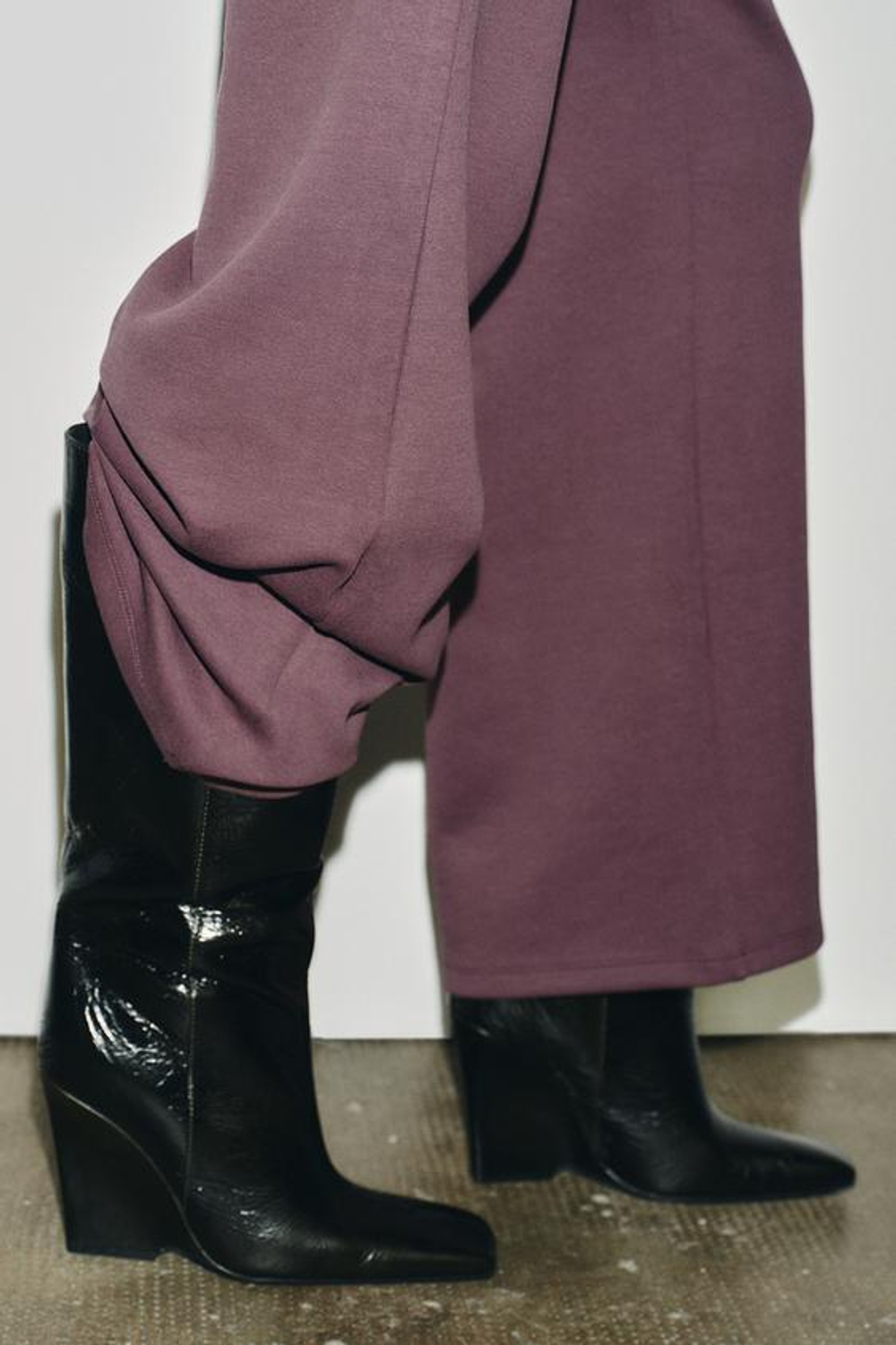 ZARA ШИРОКИЕ БРЮКИ ИЗ ТКАНИ ИНТЕРЛОК, БЛЕДНО-ФИОЛЕТОВЫЙ